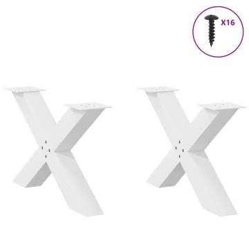 X-Shaped Coffee Table Legs - White Steel | Durable & Modern Design