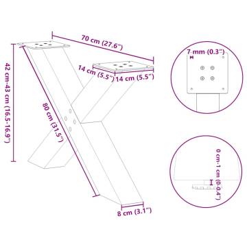 X-Shaped Coffee Table Legs - White Steel | Durable & Modern Design