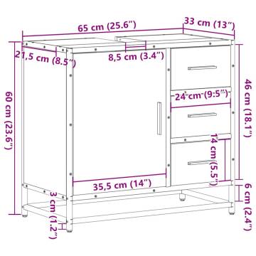 Bathroom Sink Cabinet Sonoma Oak - Stylish & Durable 65x33x60 cm