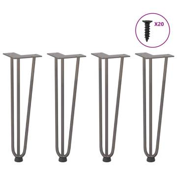 Hairpin Table Legs - 4 pcs Natural Steel 42 cm | HipoMarket