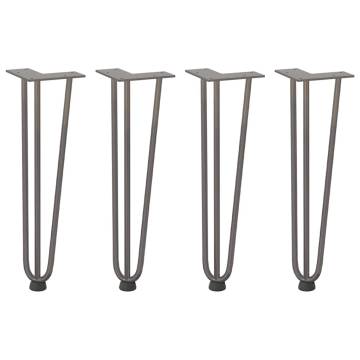 Hairpin Table Legs - 4 pcs Natural Steel 42 cm | HipoMarket