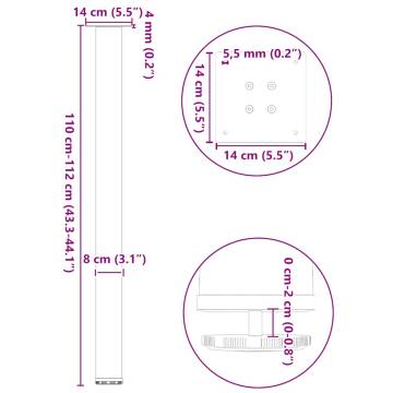 Coffee Table Legs - Natural Steel (110-112 cm) | Hipomarket