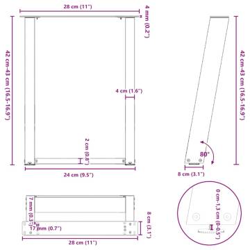 U-Shaped Coffee Table Legs - Anthracite Steel | HipoMarket