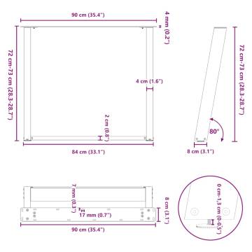 U-Shaped Dining Table Legs - White Steel | Hipomarket UK