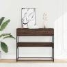 Brown Oak Console Table - Engineered Wood 90x35x80 cm