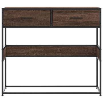 Brown Oak Console Table - Engineered Wood 90x35x80 cm