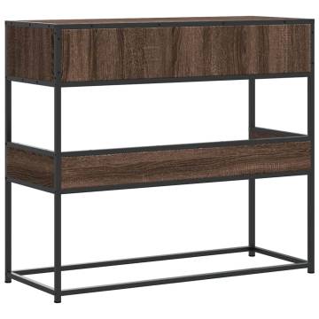 Brown Oak Console Table - Engineered Wood 90x35x80 cm