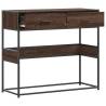 Brown Oak Console Table - Engineered Wood 90x35x80 cm