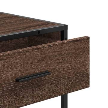 Brown Oak Console Table - Engineered Wood 90x35x80 cm