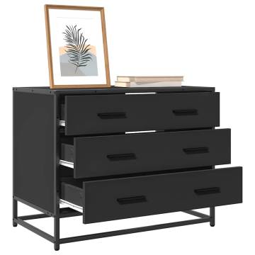 Stylish Black Drawer Cabinet - 70x41x56 cm Engineered Wood