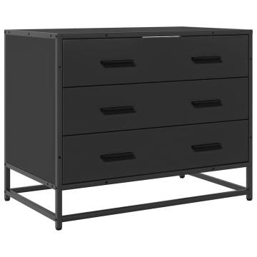 Stylish Black Drawer Cabinet - 70x41x56 cm Engineered Wood