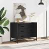 Stylish Black Drawer Cabinet - 70x41x56 cm Engineered Wood