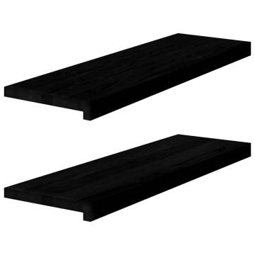 Stair Treads 2 pcs Dark Brown Solid Oak | HipoMarket