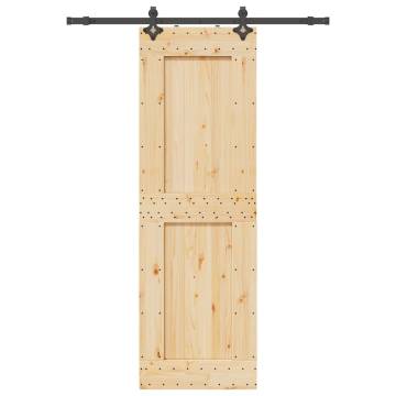 Solid Pine Sliding Door with Hardware Set - 70x210 cm