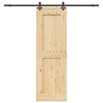 Solid Wood Pine Sliding Door with Hardware Set - 70x210 cm