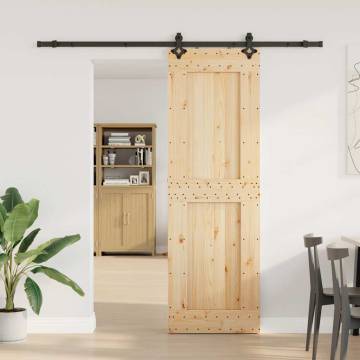 Solid Wood Pine Sliding Door with Hardware Set - 70x210 cm