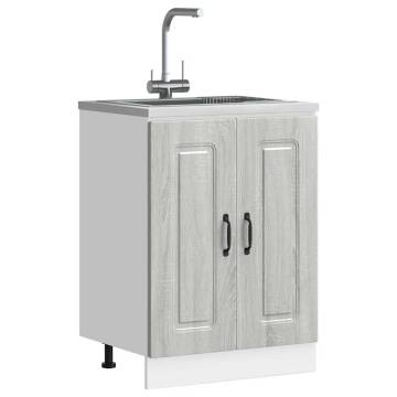 Sink Base Cabinet Kalmar Grey Sonoma - 60x46x81.5 cm