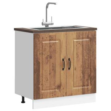 Sink Base Cabinet Kalmar Old Wood 80x46x81.5 cm - Hipomarket