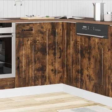 Kalmar Kitchen Corner Base Cabinet - Smoked Oak & Durable Design