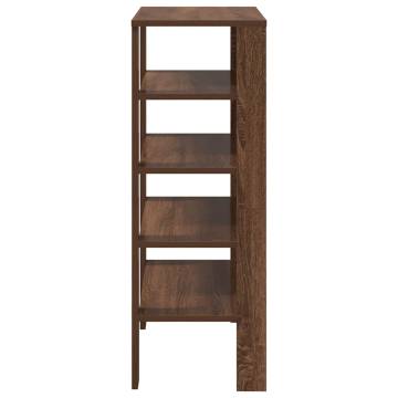 Brown Oak Shoe Rack - Engineered Wood, 61x32x87.5 cm