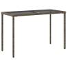 Garden Table with Glass Top - Grey Poly Rattan | 115x54x74 cm