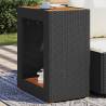 Garden Side Table with Wooden Top - Black 60x40x75 cm