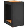 Garden Side Table with Wooden Top - Black 60x40x75 cm