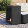 Garden Side Table with Wooden Top - Black 60x40x75 cm