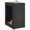 Garden Side Table with Wooden Top - Black 60x40x75 cm