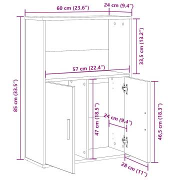 Stylish Grey Sonoma Bookcase - 60x24x85 cm - Durable Design