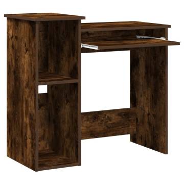 Desk with Shelves Smoked Oak - Versatile & Durable | HipoMarket