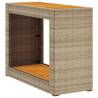 Beige Garden Side Table with Wooden Top - 100x40x75 cm