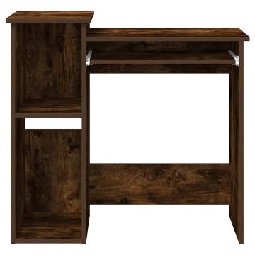 Desk with Shelves Smoked Oak - Versatile & Durable | HipoMarket