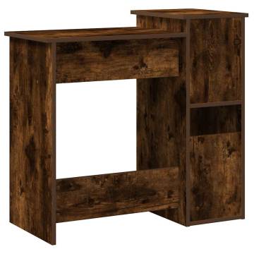 Desk with Shelves Smoked Oak - Versatile & Durable | HipoMarket