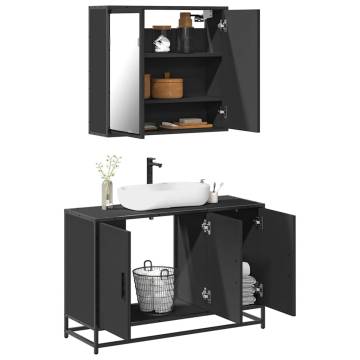 2 Piece Black Bathroom Furniture Set | Stylish & Durable