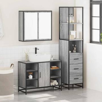 3 Piece Grey Sonoma Bathroom Furniture Set | Hipomarket