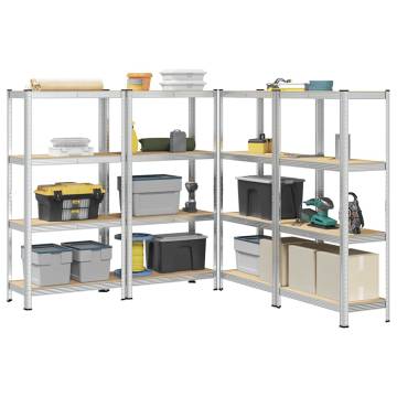 4-Layer Storage Shelves - Silver Steel & Engineered Wood