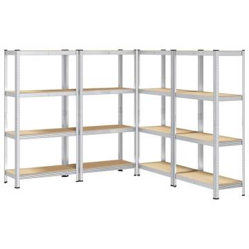 4-Layer Storage Shelves - Silver Steel & Engineered Wood