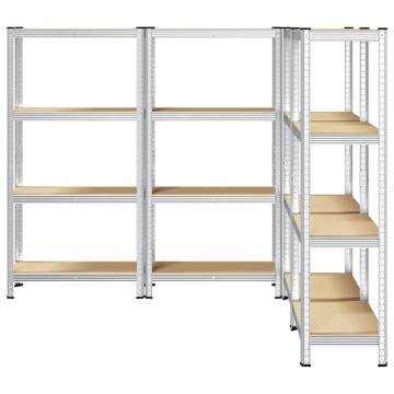 4-Layer Storage Shelves - Silver Steel & Engineered Wood