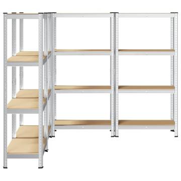 4-Layer Storage Shelves - Silver Steel & Engineered Wood