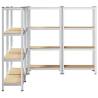 4-Layer Storage Shelves - Silver Steel & Engineered Wood