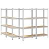 4-Layer Storage Shelves - Silver Steel & Engineered Wood