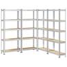 5-Layer Storage Shelves (4 pcs) - Silver Steel & Engineered Wood