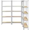 5-Layer Storage Shelves (4 pcs) - Silver Steel & Engineered Wood