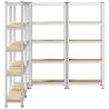 5-Layer Storage Shelves (4 pcs) - Silver Steel & Engineered Wood