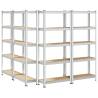 5-Layer Storage Shelves (4 pcs) - Silver Steel & Engineered Wood