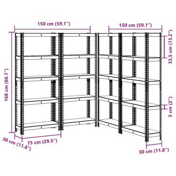 5-Layer Storage Shelves (4 pcs) - Silver Steel & Engineered Wood