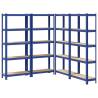 5-Layer Storage Shelves - Blue Steel & Engineered Wood 4 pcs