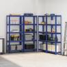 5-Layer Storage Shelves - Blue Steel & Engineered Wood 4 pcs