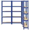 5-Layer Storage Shelves - Blue Steel & Engineered Wood 4 pcs